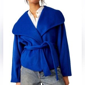 Free People Cobalt Wrap Coat with Belt